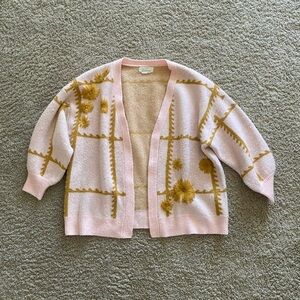 Anthropologie Pink and Gold Cardigan